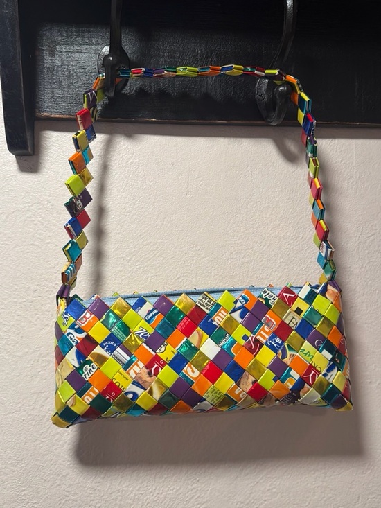Handbags - Handwoven Multicolor Recycled candy wrapper Shoulder Bag